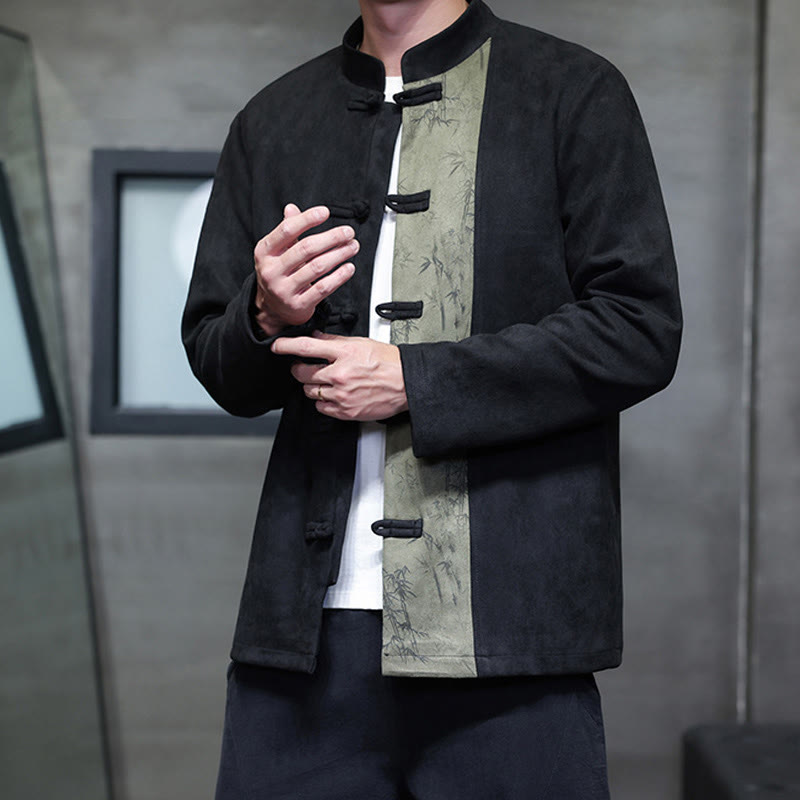 Men's Frog-button Tang Suit Bamboo Corduroy Cotton Jacket Shirt