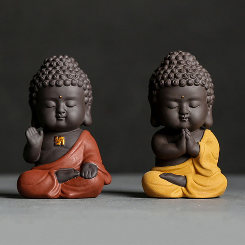 Small mystic zen Serenity Purple Clay Home Desk Decoration