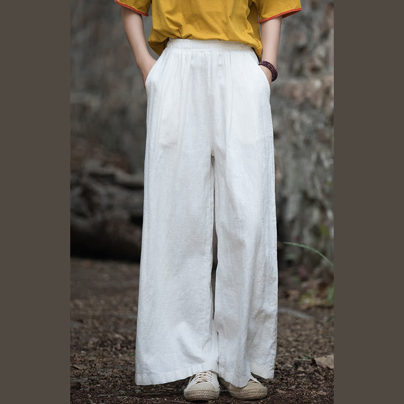 Retro Wide Leg Pants Casual Women's Yoga Pants With Pockets