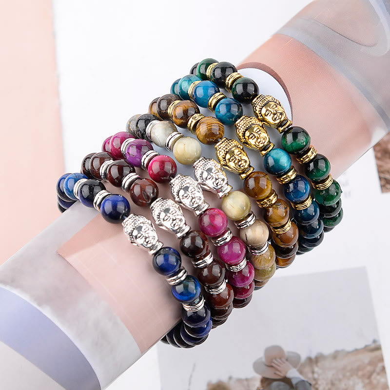 Blue Green Red Tiger Eye mystic zen Head Balance Bracelet