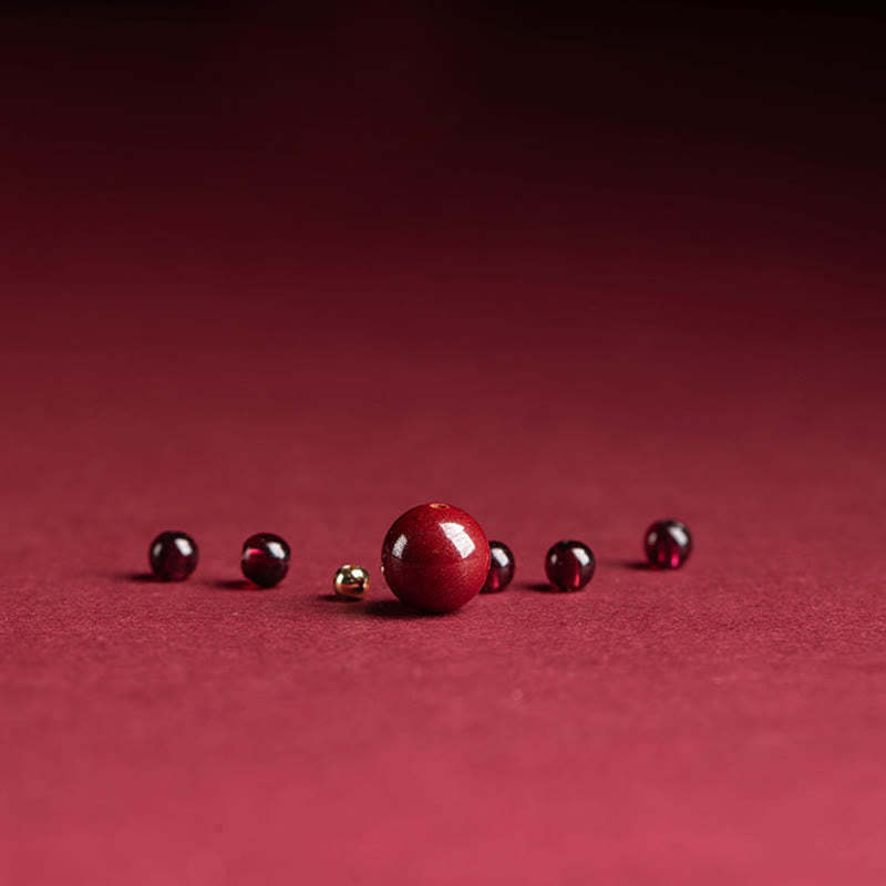 Garnet Cinnabar Lucky Bead PiXiu Om Mani Padme Hum Rose Protection Ring