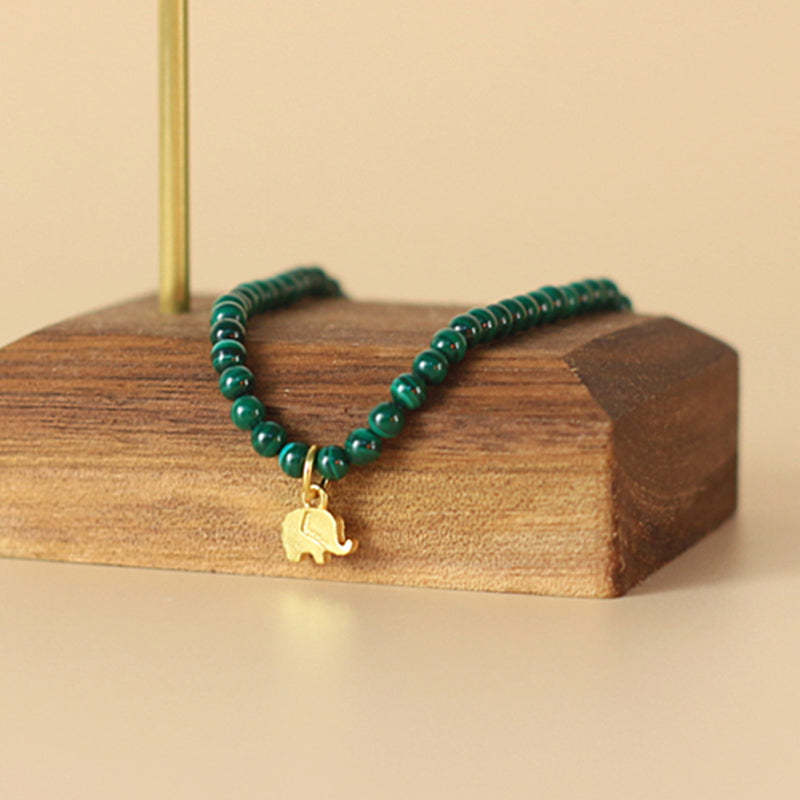 Natural Malachite Elephant Anti-Anxiety Charm Bracelet