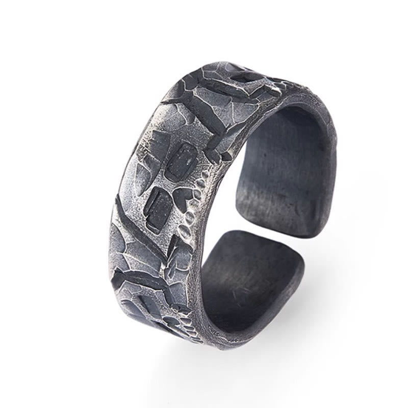 999 Sterling Silver Skeleton Pattern Handmade Blessing Ring