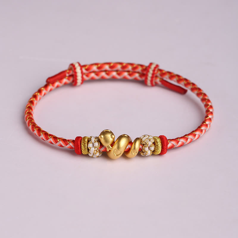 999 Sterling Silver Gradient Red String Year Of The Snake Luck Braided Bracelet