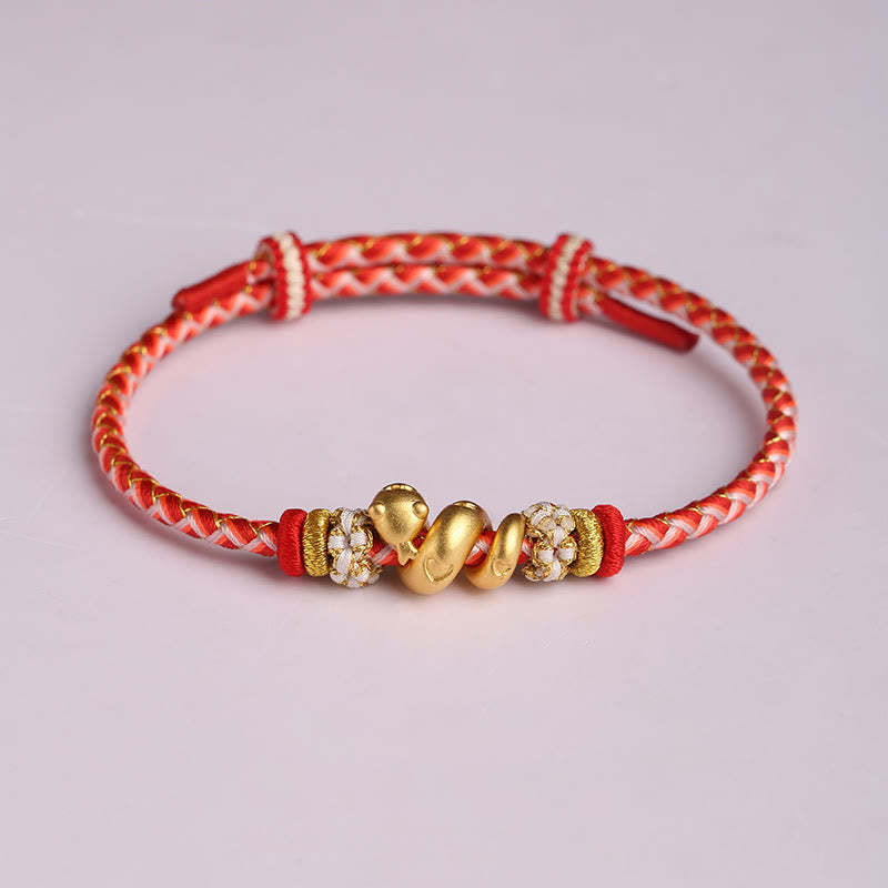 999 Sterling Silver Gradient Red String Year Of The Snake Luck Braided Bracelet