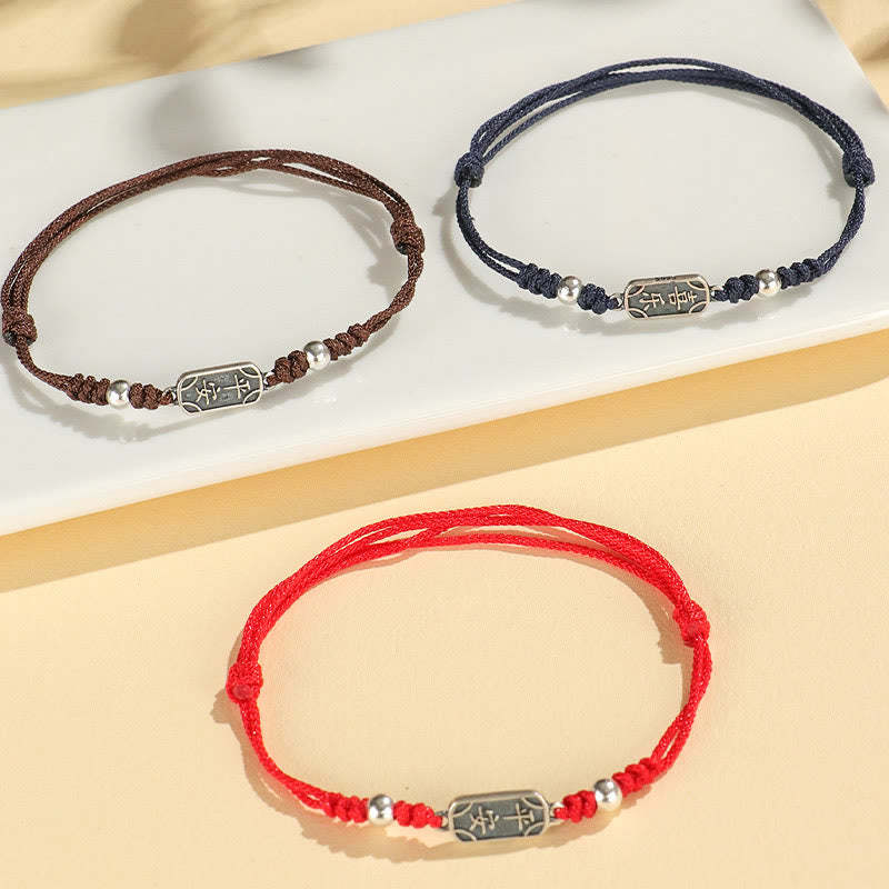 Handmade 925 Sterling Silver Peace And Joy Safe Well Protection Braided Bracelet