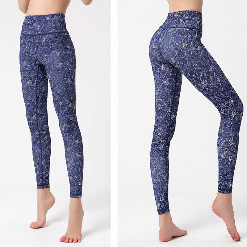 Flowers Leaves Birds Print Pants Sports Fitness Yoga Leggings Women's Yoga Pants
