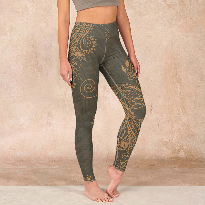 Peacock Feather Print Gym Leggings Women's Yoga Pants