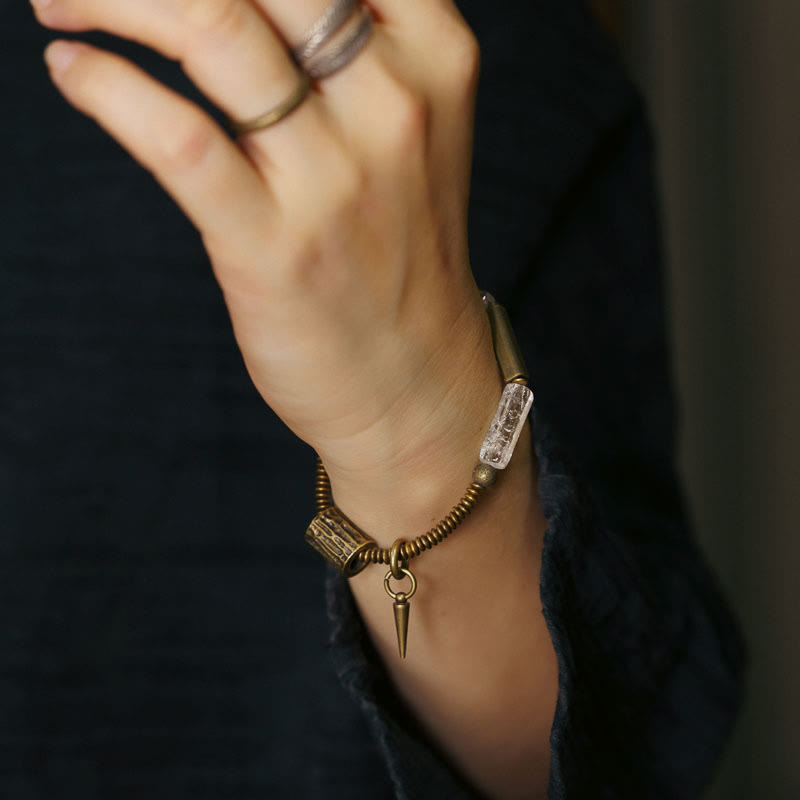 Copper Square White Crystal Luck Bracelet