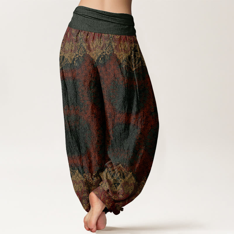 Casual Lycoris Radiata Mandala Pattern Women's Elastic Waist Harem Pants