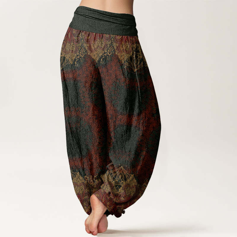 Casual Lycoris Radiata Mandala Pattern Women's Elastic Waist Harem Pants