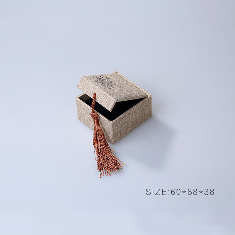 Lotus Pattern Jewelry Storage Box Gift Box Tassels
