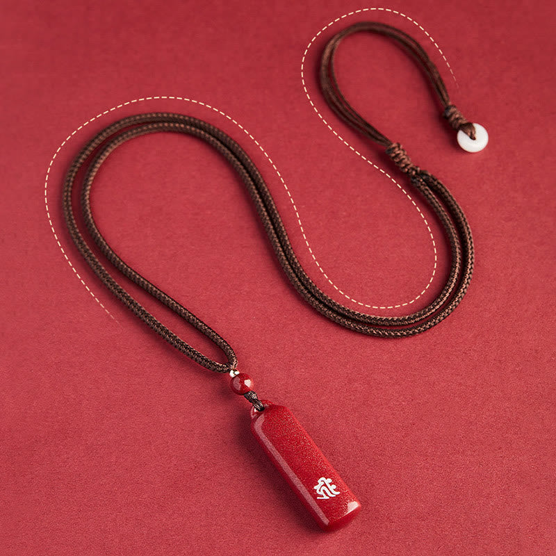 Chinese Zodiac Natal mystic zen Cinnabar Amulet Protection String Necklace Pendant