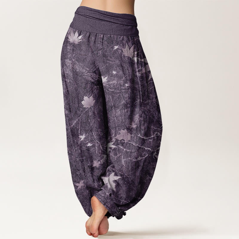 Maple Leaf Pattern Women's Elastic Waist Harem Pants