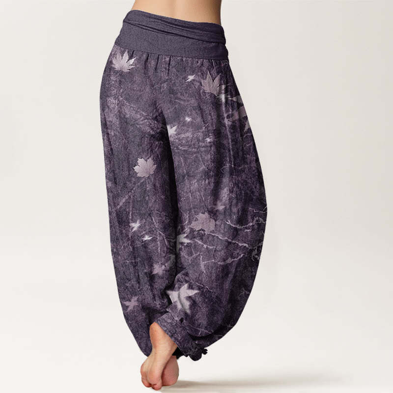 Maple Leaf Pattern Women's Elastic Waist Harem Pants
