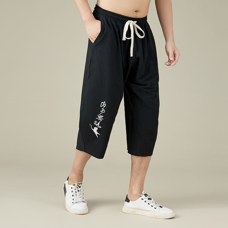 Casual Solid Color Men's Straight Leg Shorts With Pockets Leisure Cotton Men's Pants