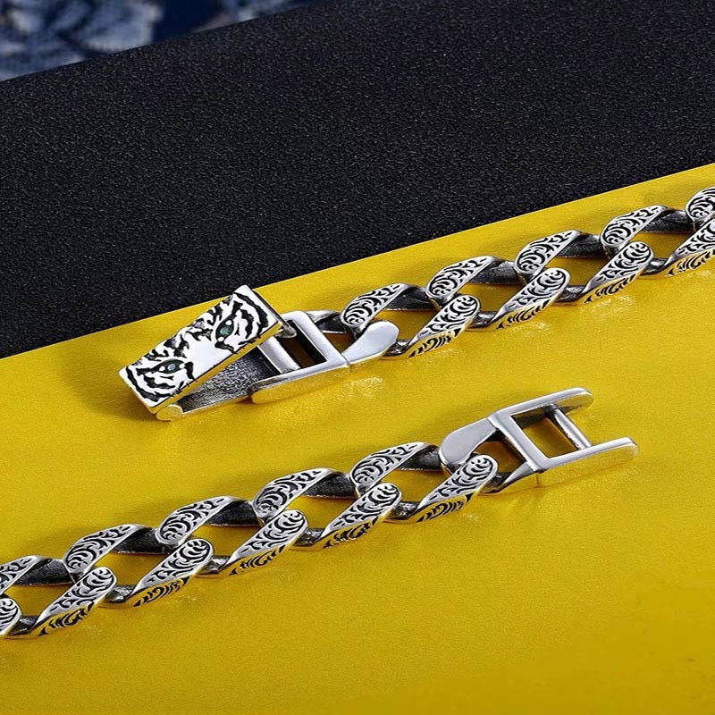 Tiger Tang Dynasty Flower Design Copper Luck Chain Bracelet