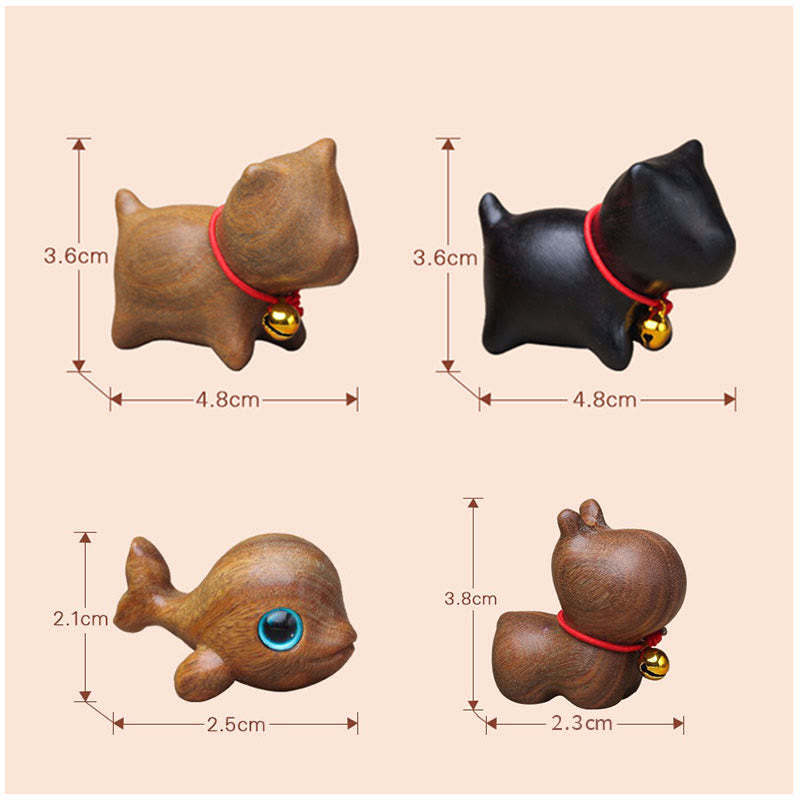 Green Sandalwood Small Leaf Red Sandalwood Cute Cat Animals Soothing Peace Decorations