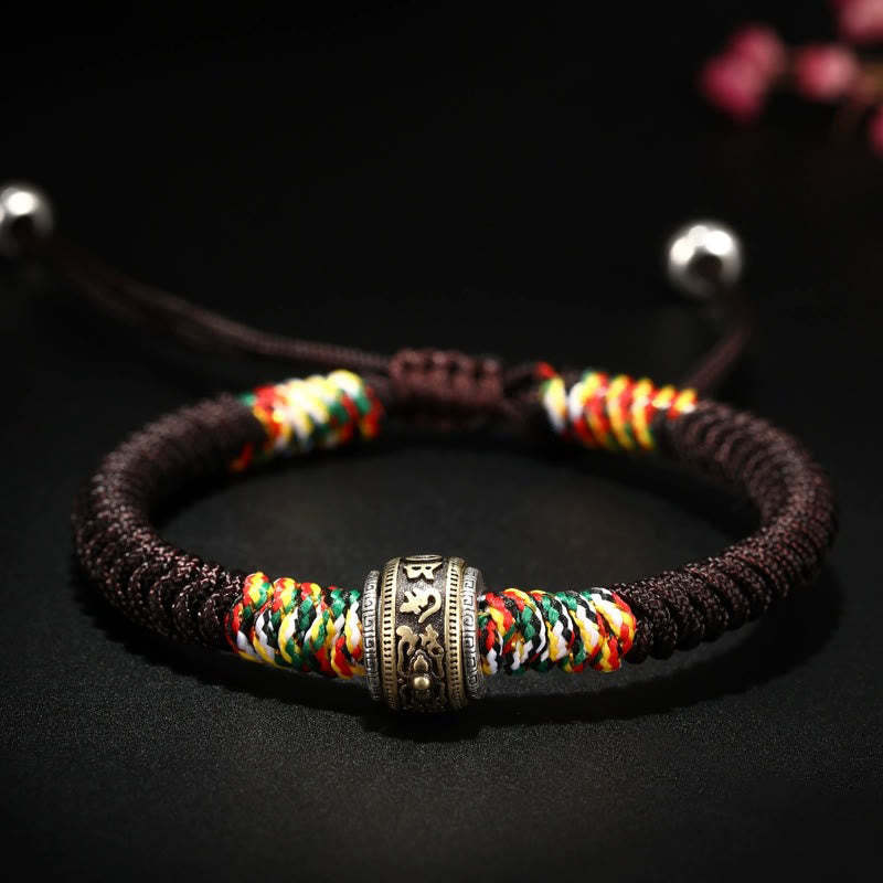 925 Sterling Silver Om Mani Padme Hum King Kong Knot Faith Bracelet