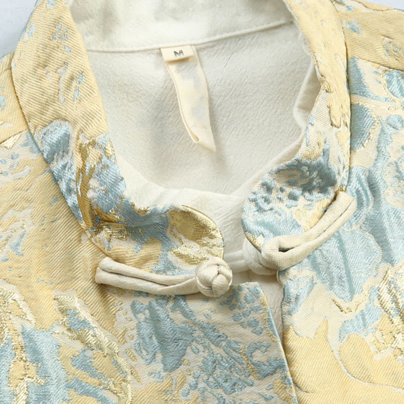Chinese New Year Jacquard Embroidery Frog-button Tang Suit Men's Jacket Shirt With Pockets