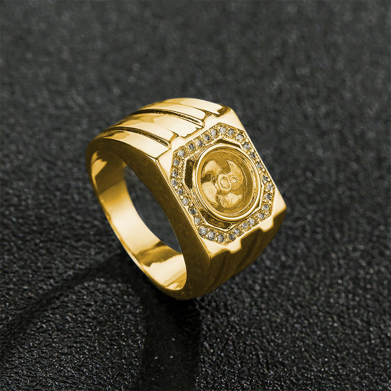Gold Plated Copper Brass Windmill Healing Ring