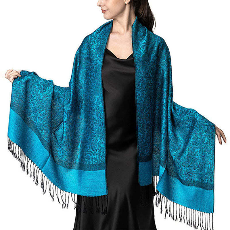 Tibetan Cashew Jacquard Tassels Shawl Spring Fall Winter Warm Cozy Scarf Wrap