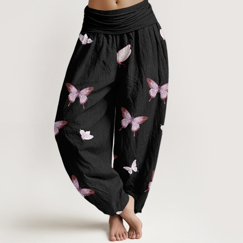 Butterfly Pattern Women's Elastic Waist Harem Pants