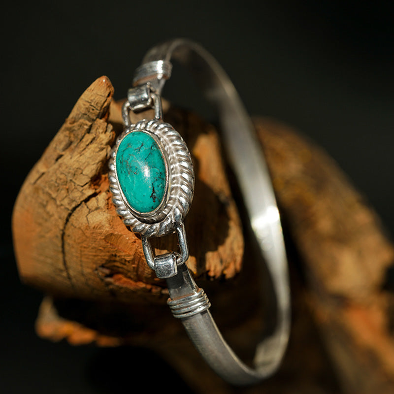 925 Sterling Silver Turquoise Balance Protection Handmade Nepal Bracelet Bangle
