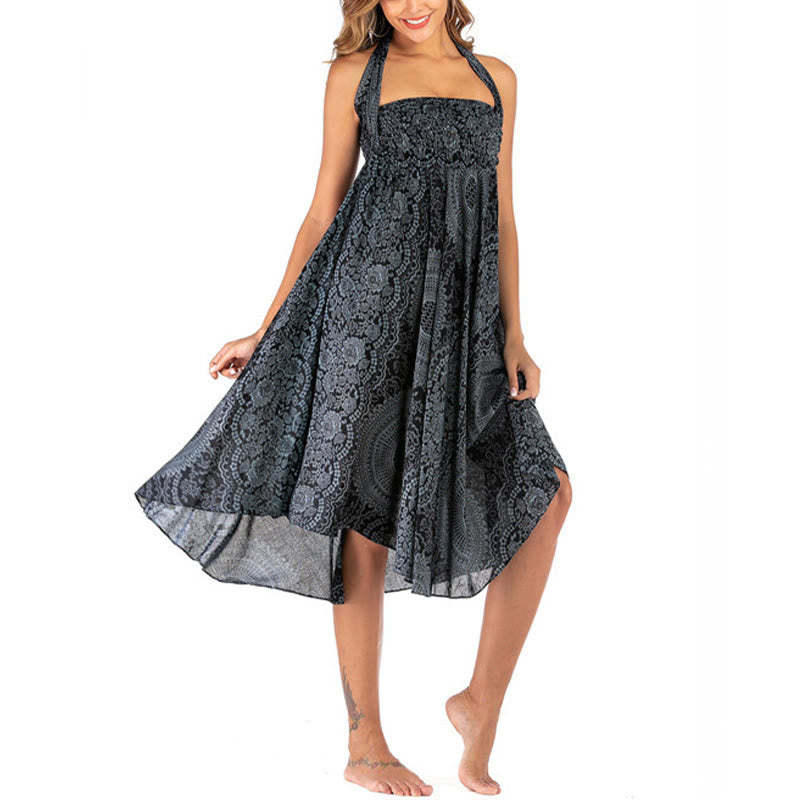 Two Style Wear Boho Compass Rose Flower Skirt Dress