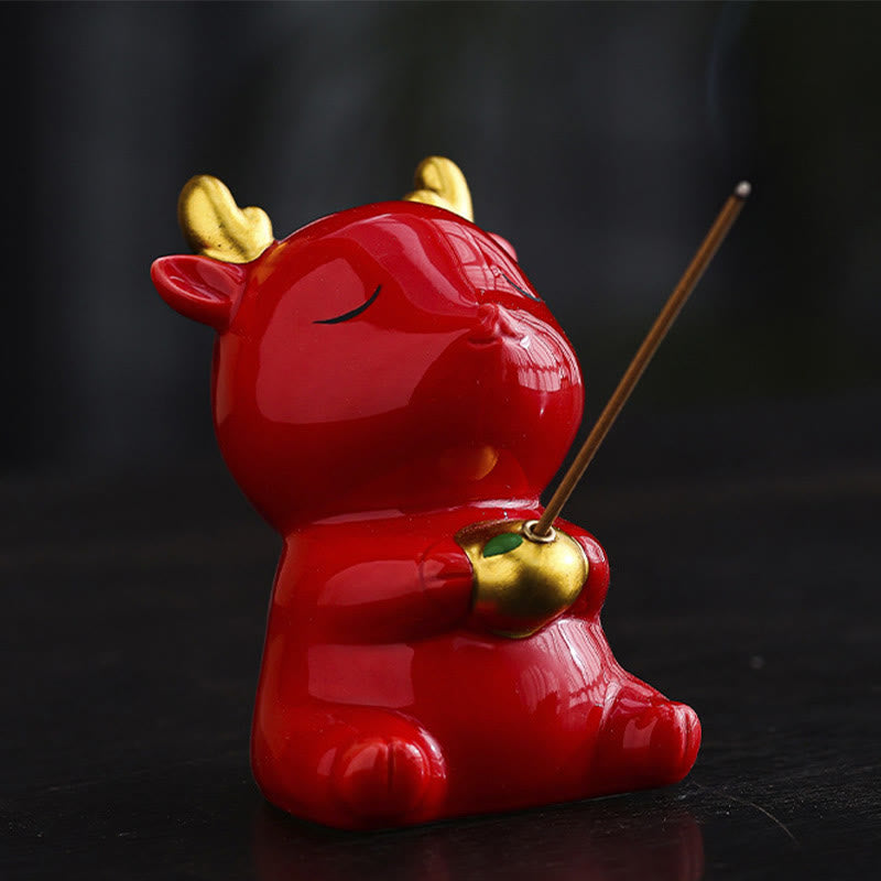 Cute Deer Holder Healing Ceramic Incense Burner Desk Decoration