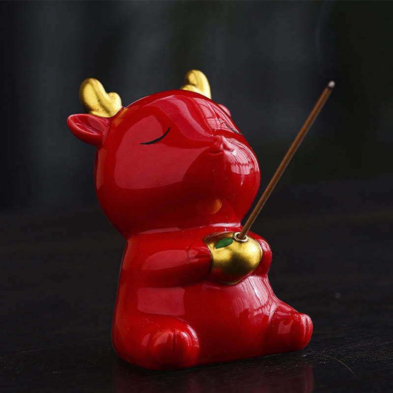Cute Deer Holder Healing Ceramic Incense Burner Desk Decoration