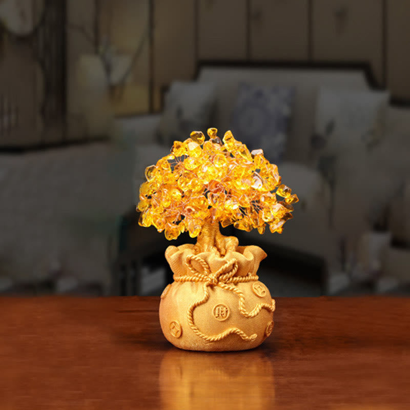 Natural Citrine Money Tree Gemstone Ornament - Feng Shui for Prosperity