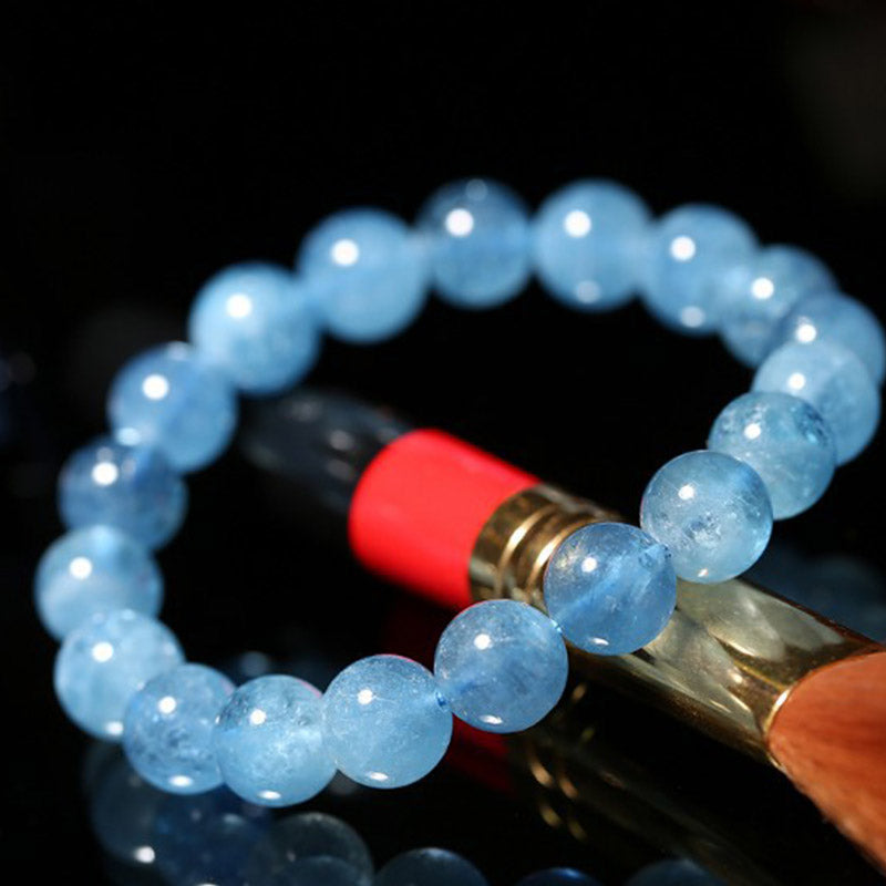 mystic zenstoneshop Aquamarine Beads Peace Healing Bracelet