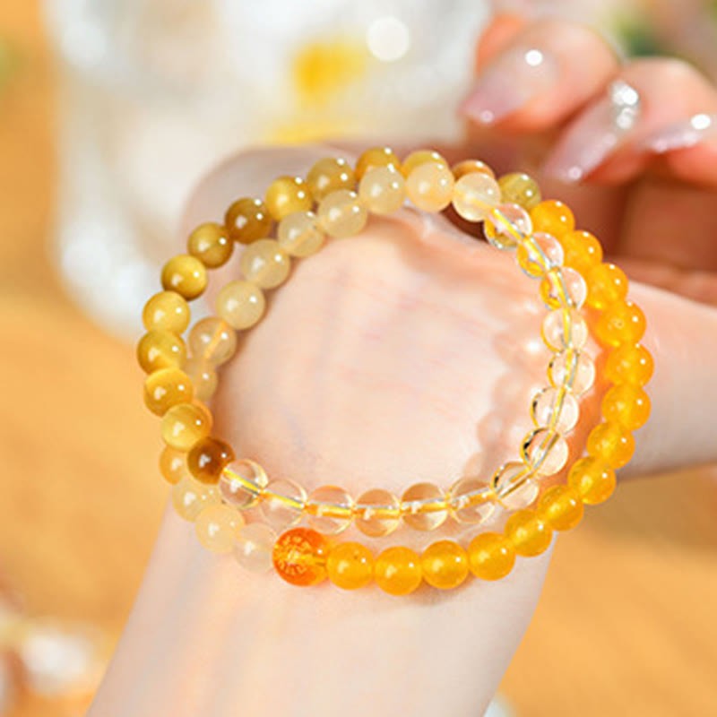 Five Elements Various Agate Crystal Chalcedony White Crystal White Agate Luck Bracelet