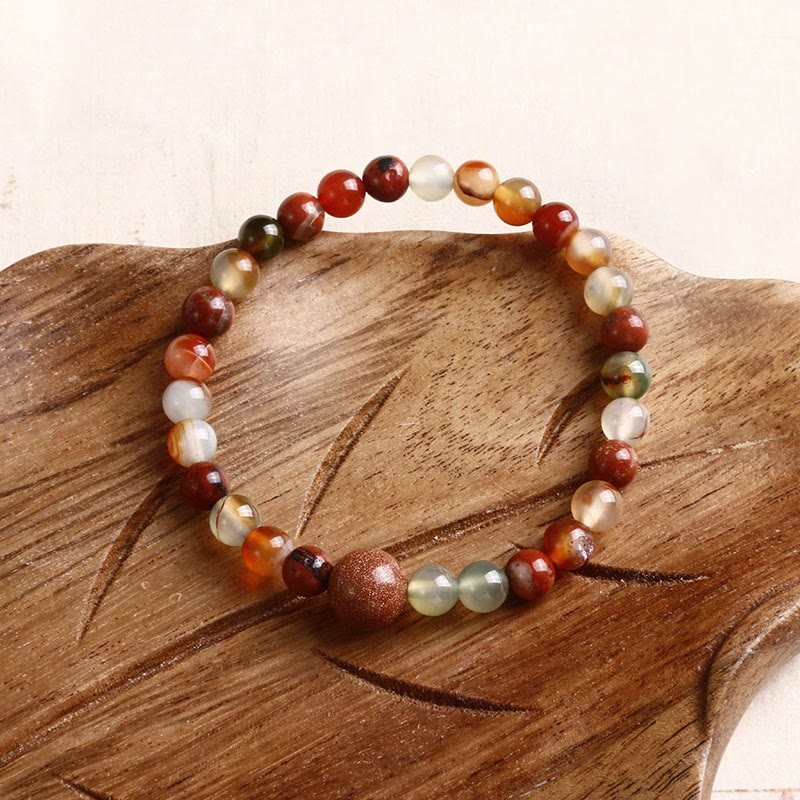 Natural Stone Sea Sediment Jasper Agate Protection Bracelet