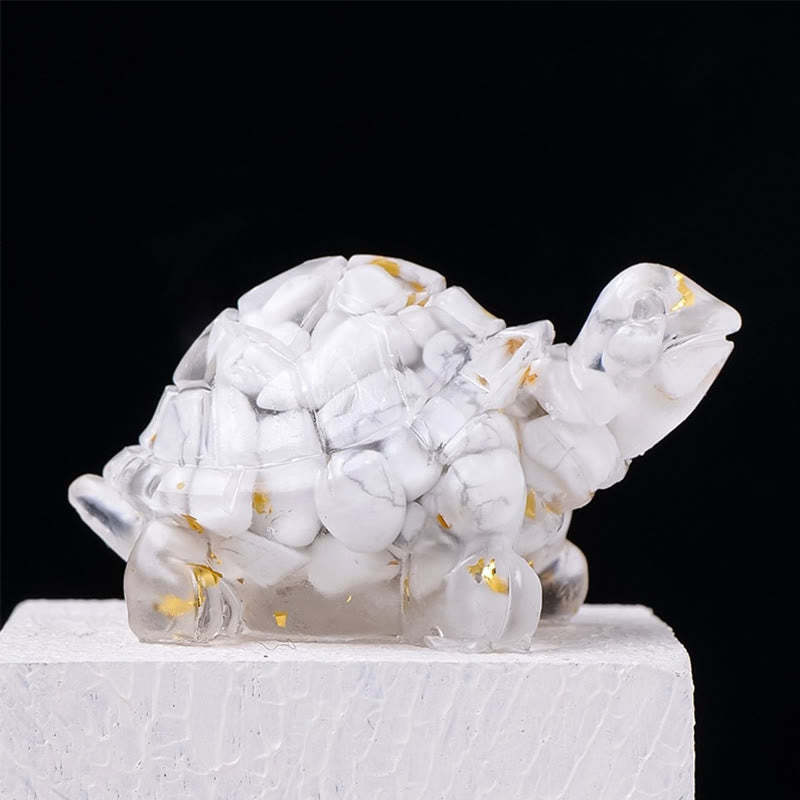 Natural Crystal Gravel Drip Resin Small Turtle Decoration Statue