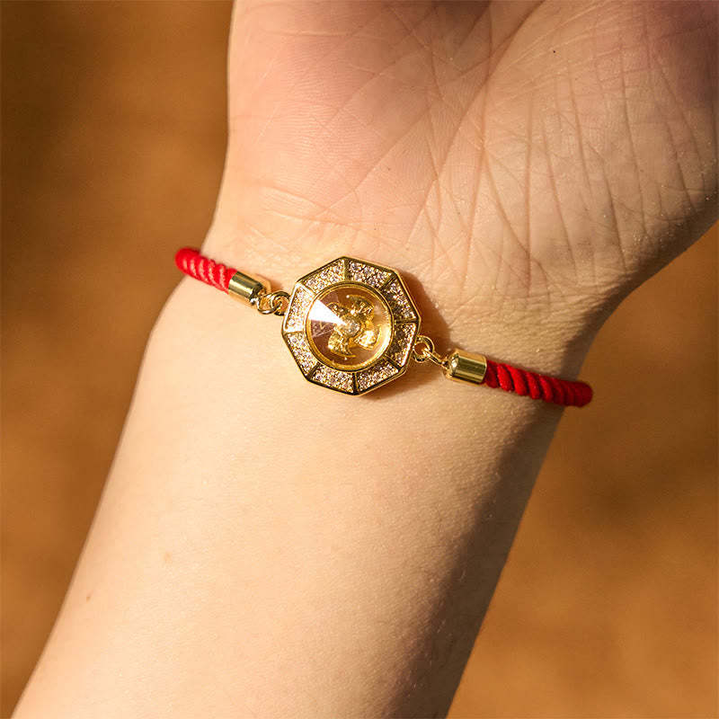 Copper Brass Rotatable Windmill Feng Sheng Shui Qi Red String Faith Braided Bracelet