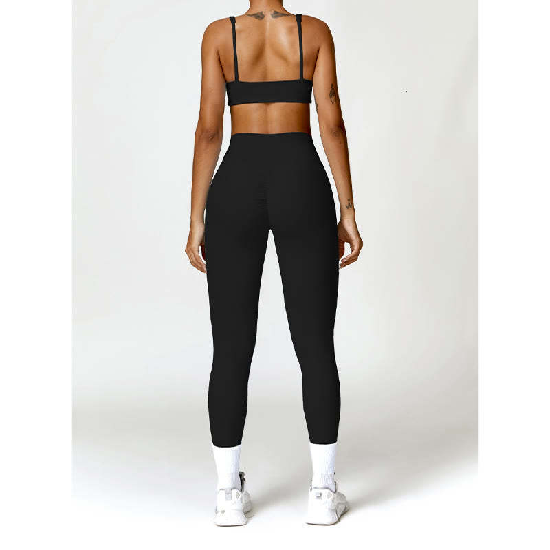Gym Sports Yoga Backless Bra Crop Tank Top Shorts