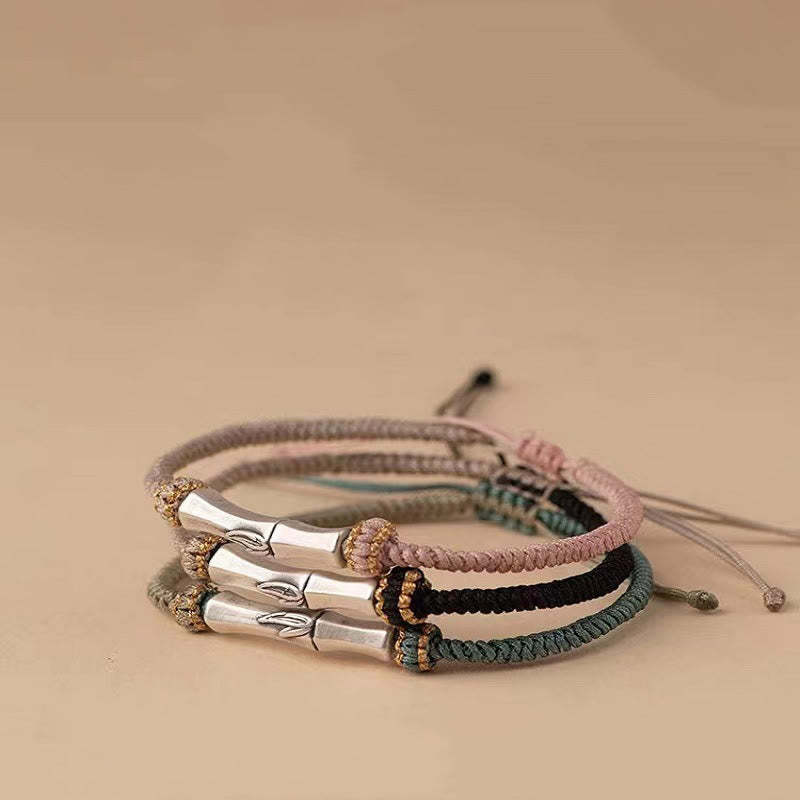 925 Sterling Silver Bamboo Protection Braided Bracelet