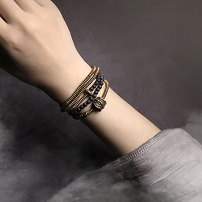 Vintage Lava Rock Copper Healing Multilayered Bracelet