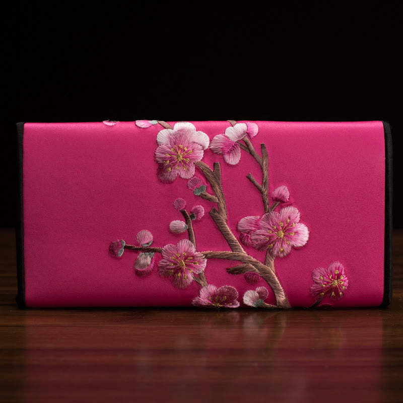 Plum Bossom Su Embroidery Journey Shopping Long Purse Handbag