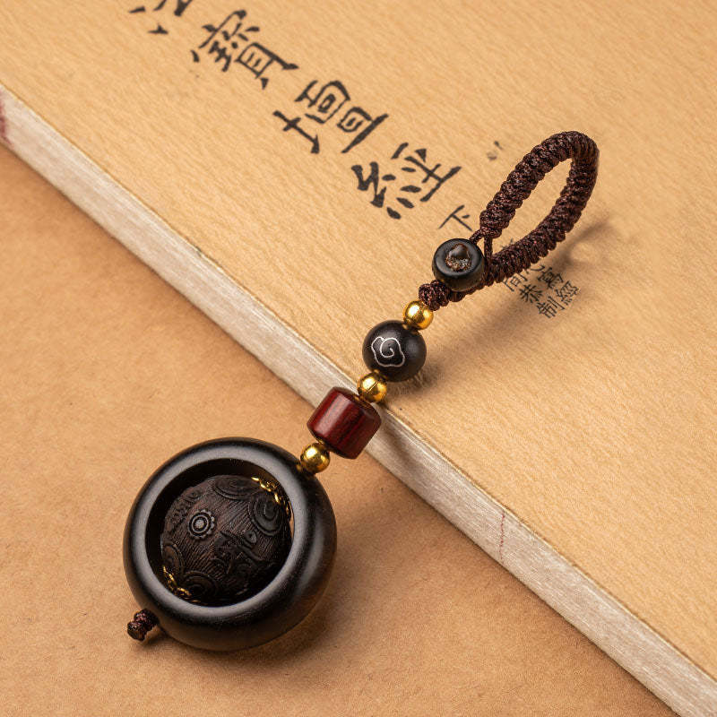 Tibetan Small Leaf Red Sandalwood Ebony Luck Protection Rotation Decoration