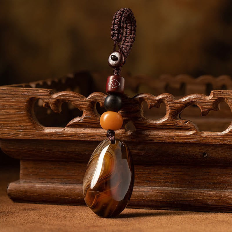 Random Sardonyx Stone Positive Key Chain