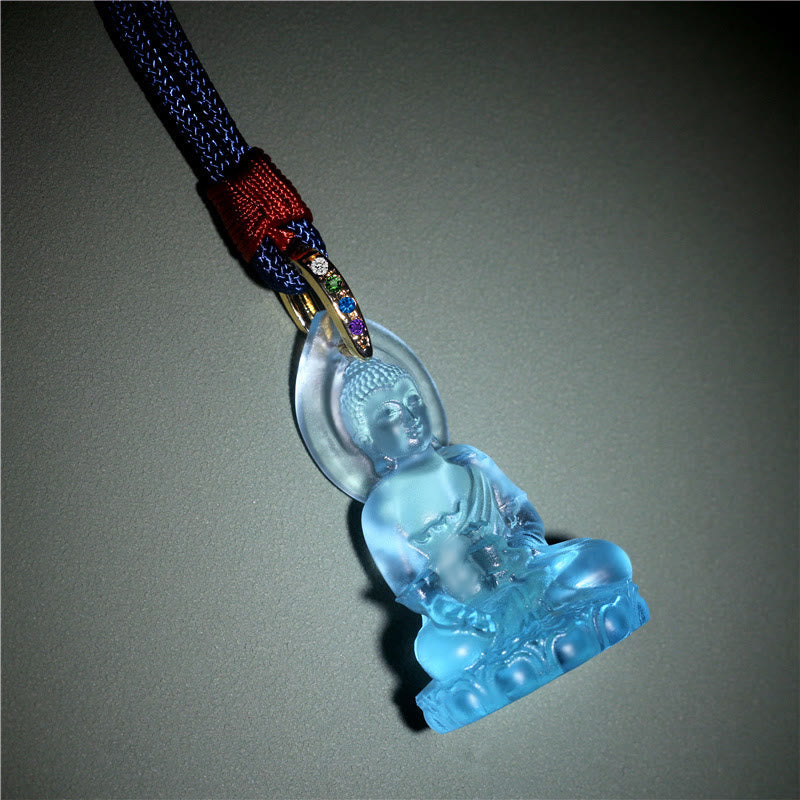 Blue Tathagata mystic zen Medicine mystic zen Liuli Crystal Serenity Amulet Necklace Pendant