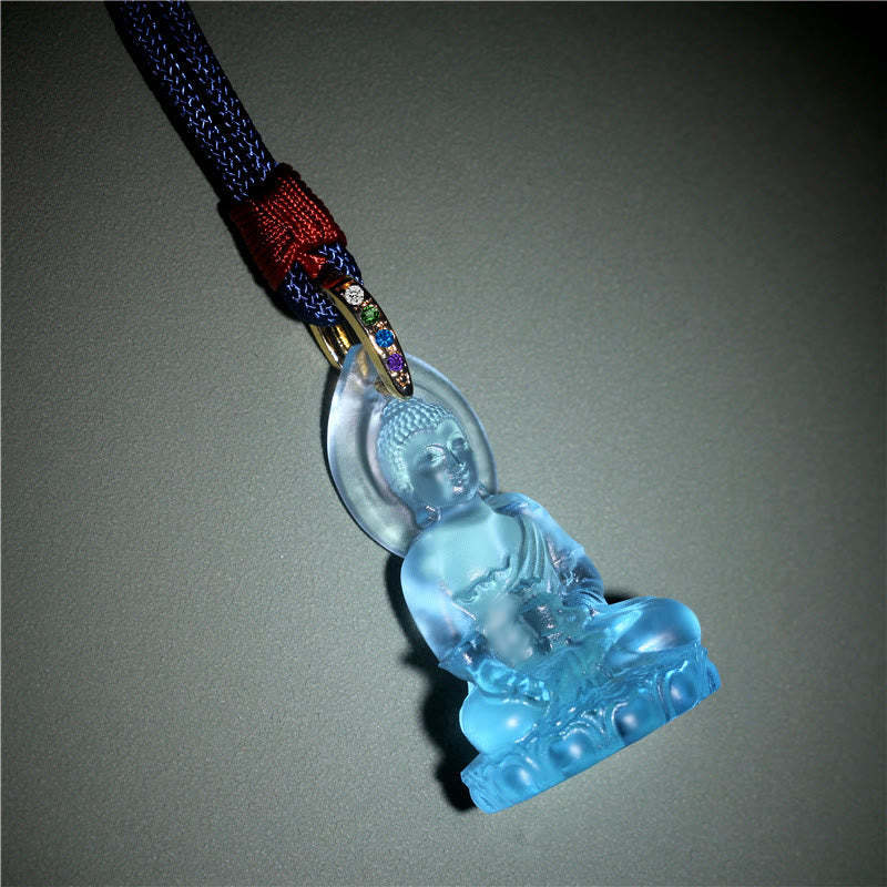 Blue Tathagata mystic zen Medicine mystic zen Liuli Crystal Serenity Amulet Necklace Pendant