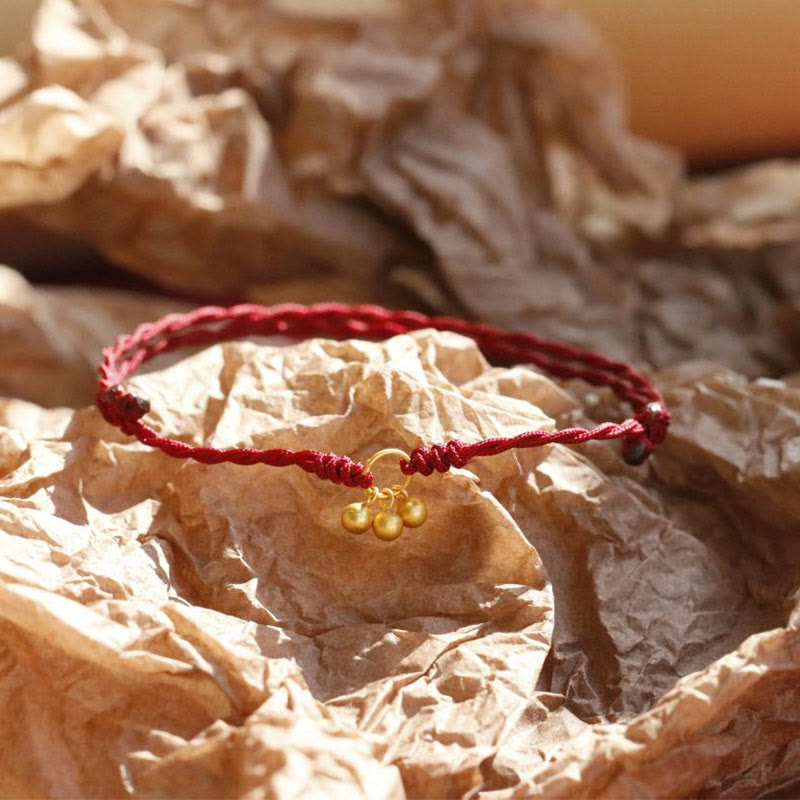 925 Sterling Silver Gold Plated Luck Red String Bracelet