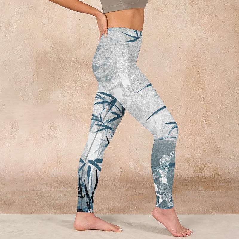 Bamboo Print Gym Leggings Women's Yoga Pants
