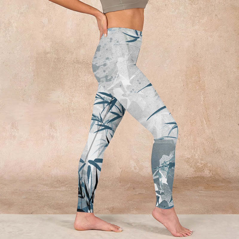 Bamboo Print Gym Leggings Women's Yoga Pants