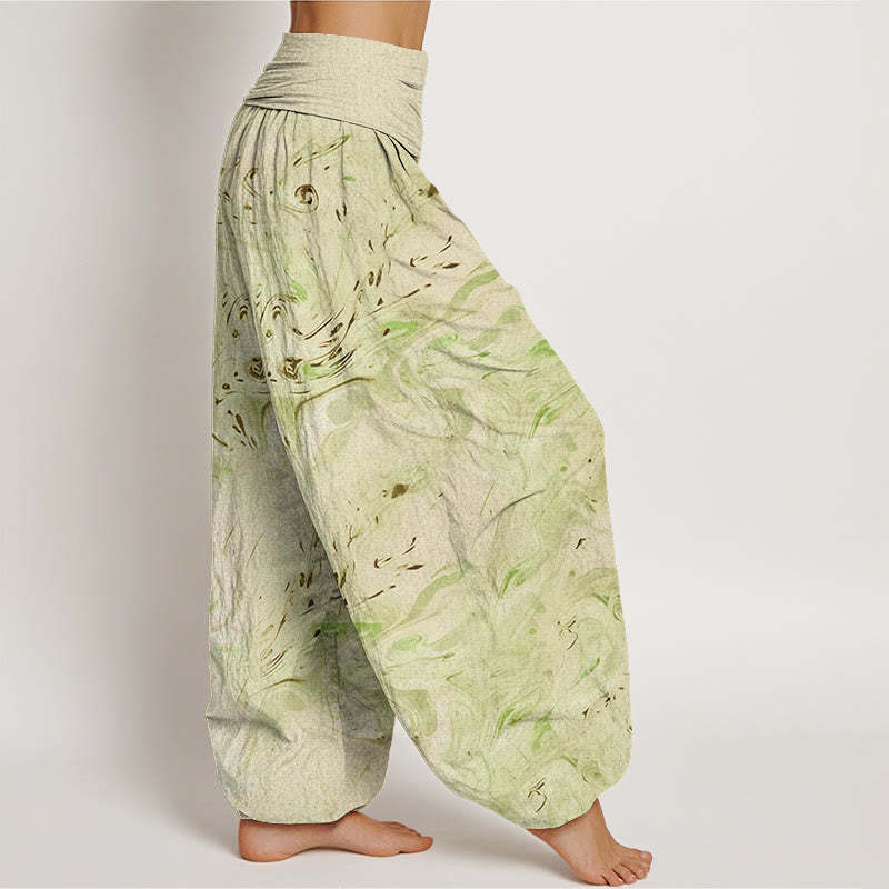 Flow Wind Pattern Women's Elastic Waist Harem Pants