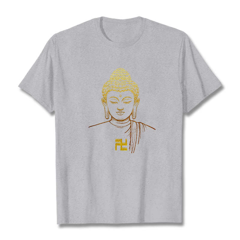 Swastika Pattern Golden mystic zen Cotton Tee T-shirt